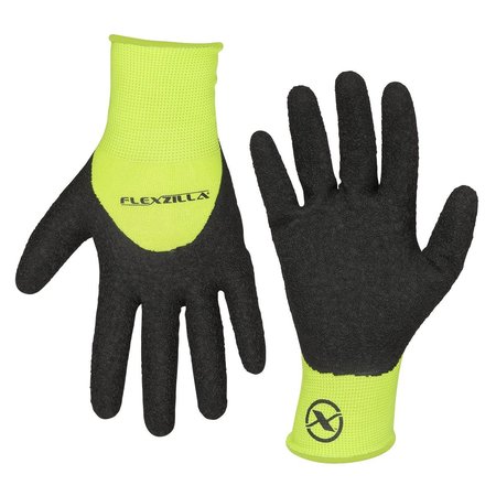 LEGACY Flexzilla? Pro 3/4 Crinkle Latex Dip Gloves, Crinkle Latex Palm, Black/ZillaGreen?, XL GC241PXL